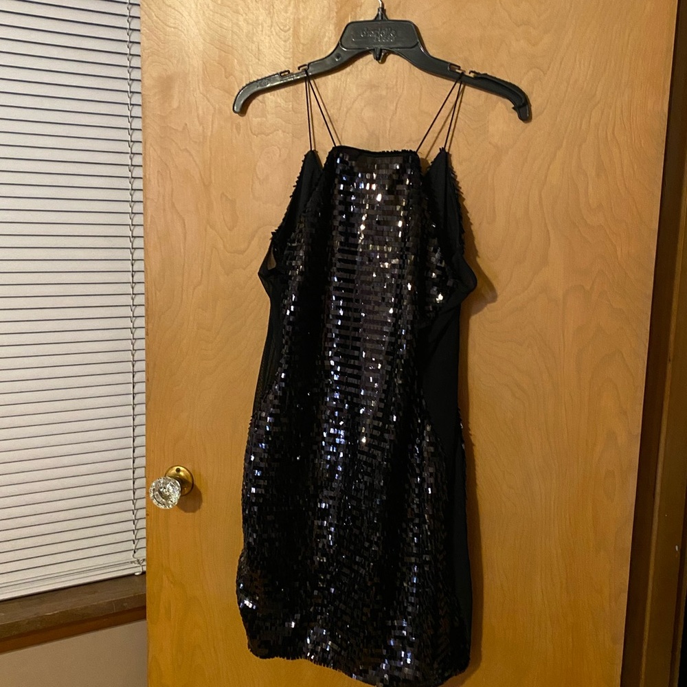 Nasty gal sequined body on baddie mini with sheer side panels black size xl